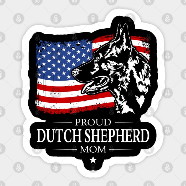 Dutch Shepherd Mom American Flag patriotic dog Sticker by wilsigns